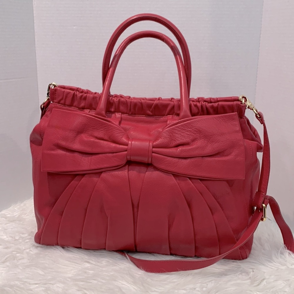 RED VALENTINO Pink/Fuschia Supple Leather Bag/Tote Elegant Large Bow Detail